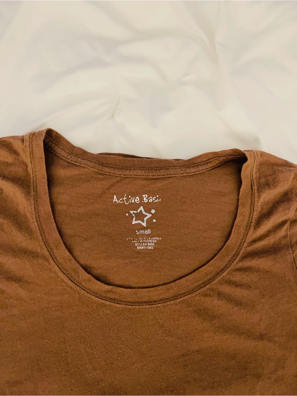 Active Basic Brown Scoop Neck Tee
